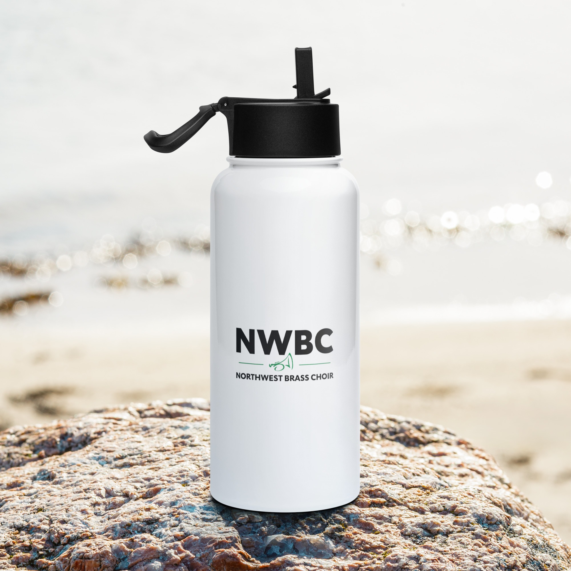 NWBC stainless steel water bottle with a straw lid - Image 2